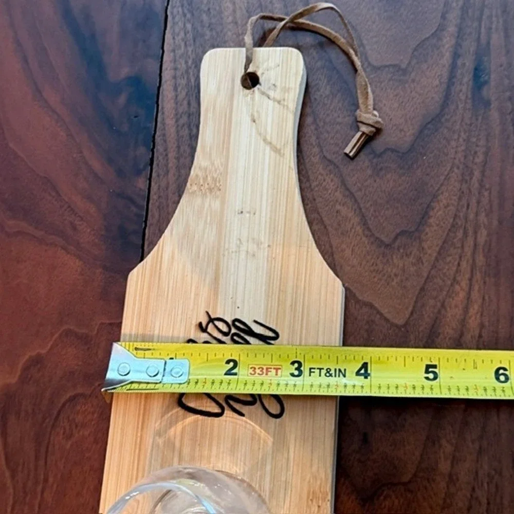 Bamboo Whiskey Beer Flight Board Paddle Set 4 Snifter Glasses Cheers Y'all